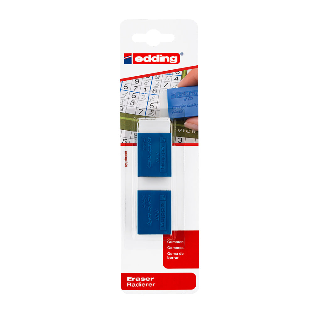 Radiera Edding R20, suport plastic, 2 bucati/blister Radiera Edding R20, suport plastic, 2 bucati/blister